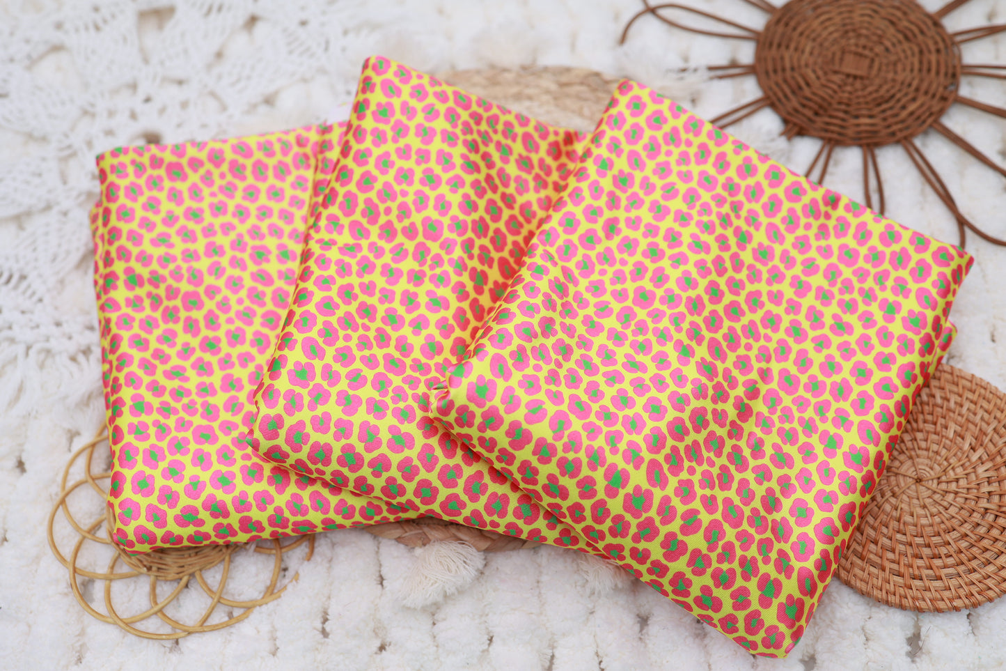 (Swim Knit) Neon Yellow Leopard