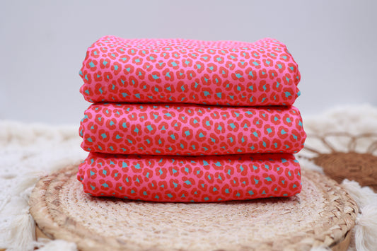 (Swim Knit) Neon Pink Leopard