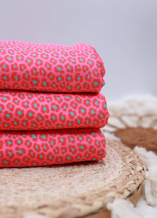 (Swim Knit) Neon Pink Leopard