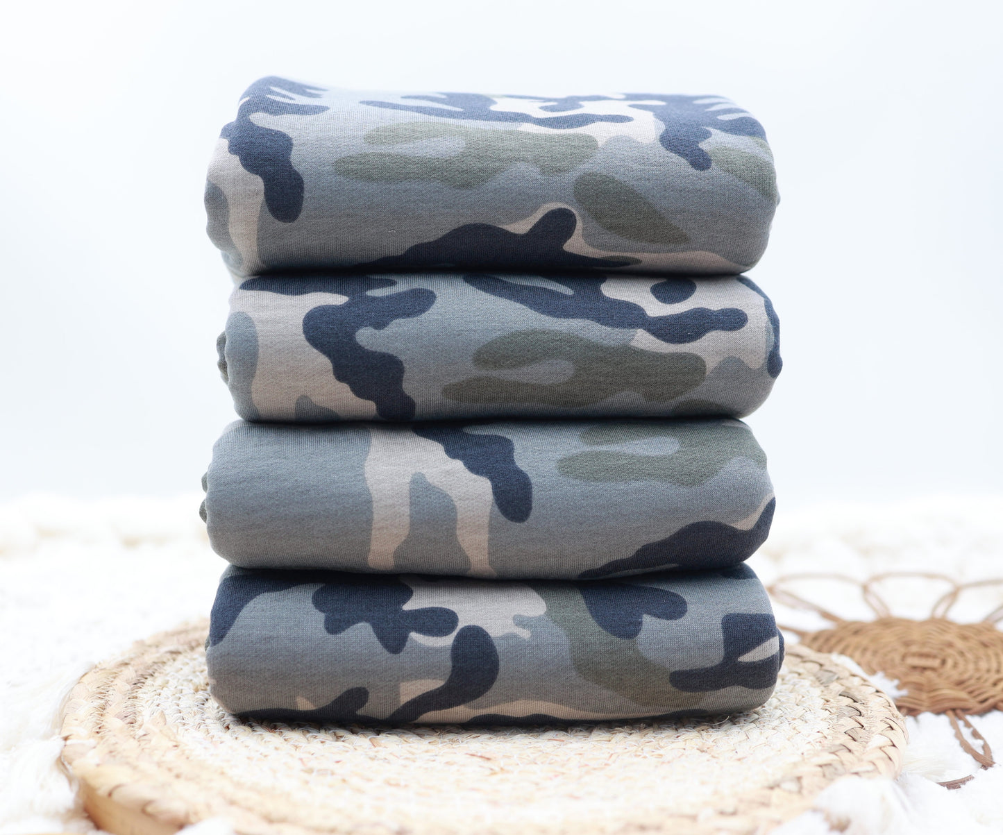(French Terry) Woodland Steel Blue Camo