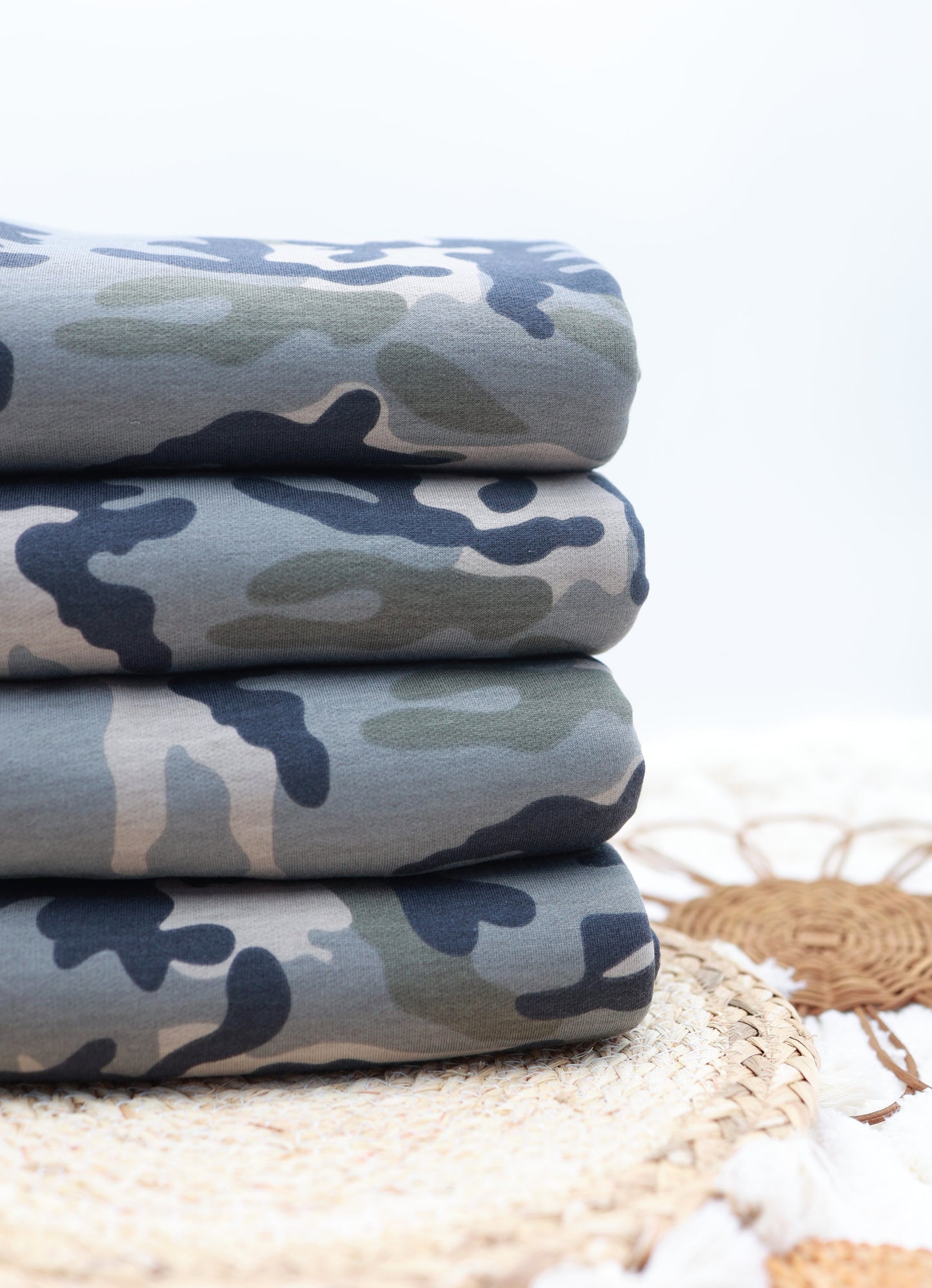 (French Terry) Woodland Steel Blue Camo