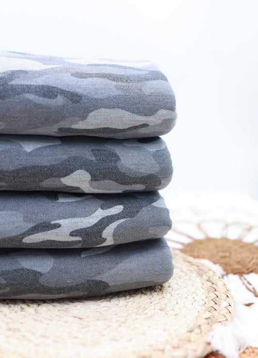 (French Terry) Woodland Gray Camo