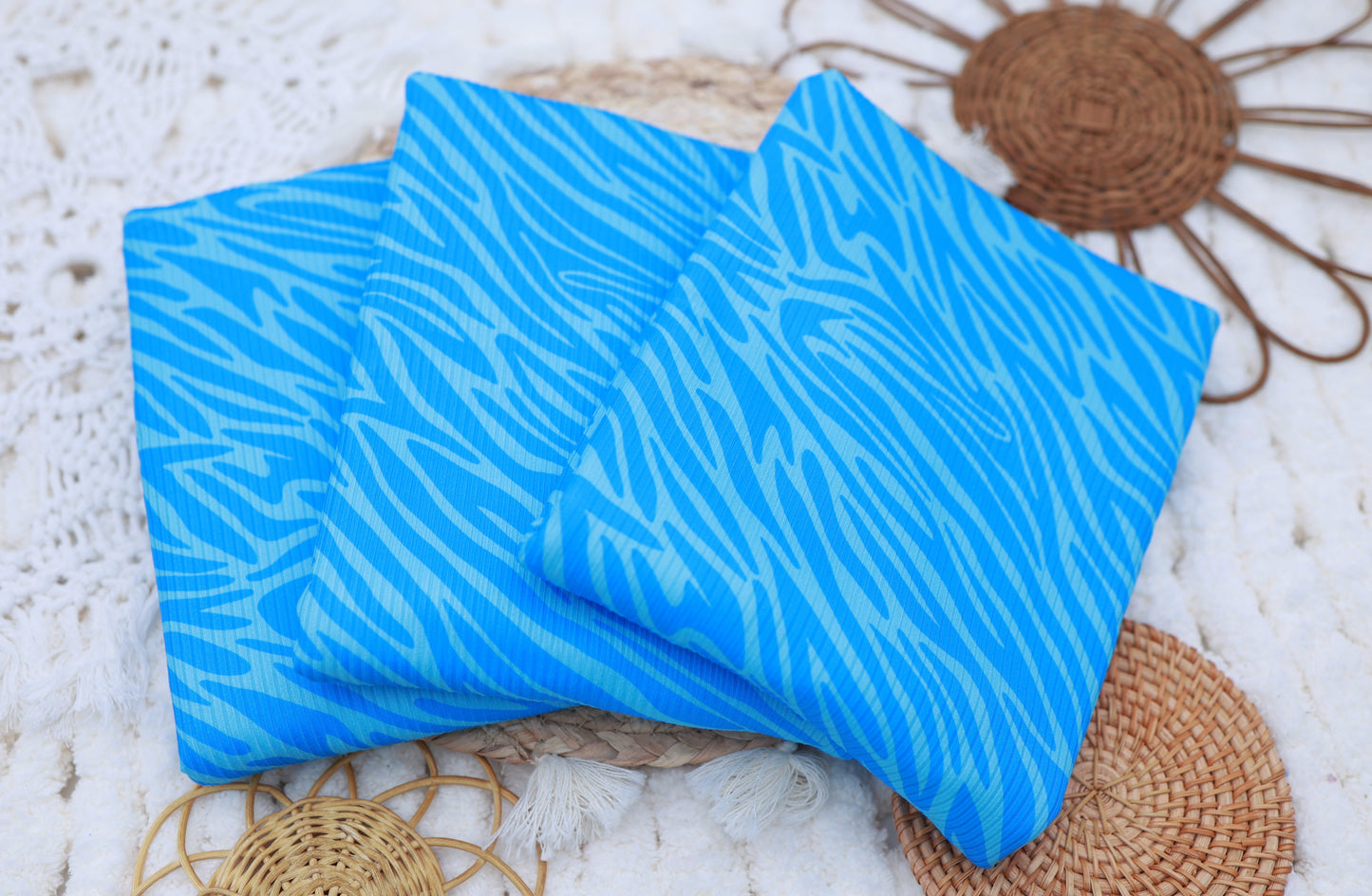 (4X2 Rib) Bright Blue Zebra