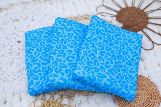 (4X2 Rib) Bright Blue Leopard