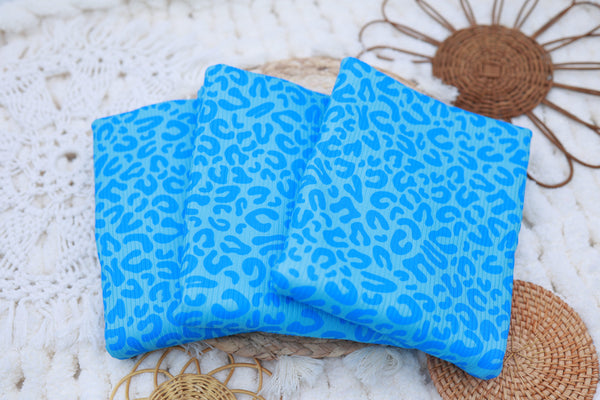 (4X2 Rib) Bright Blue Leopard