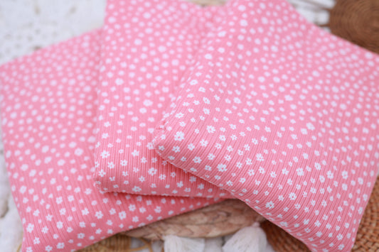(4X2 Rib) Ditsy Daisy On Pink