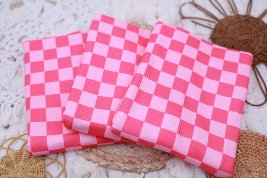 (Rib) Checkered 2Tone Pink
