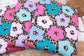 (Rib) Bright Florals On Leopard Purple/Pink/Teal/Mint