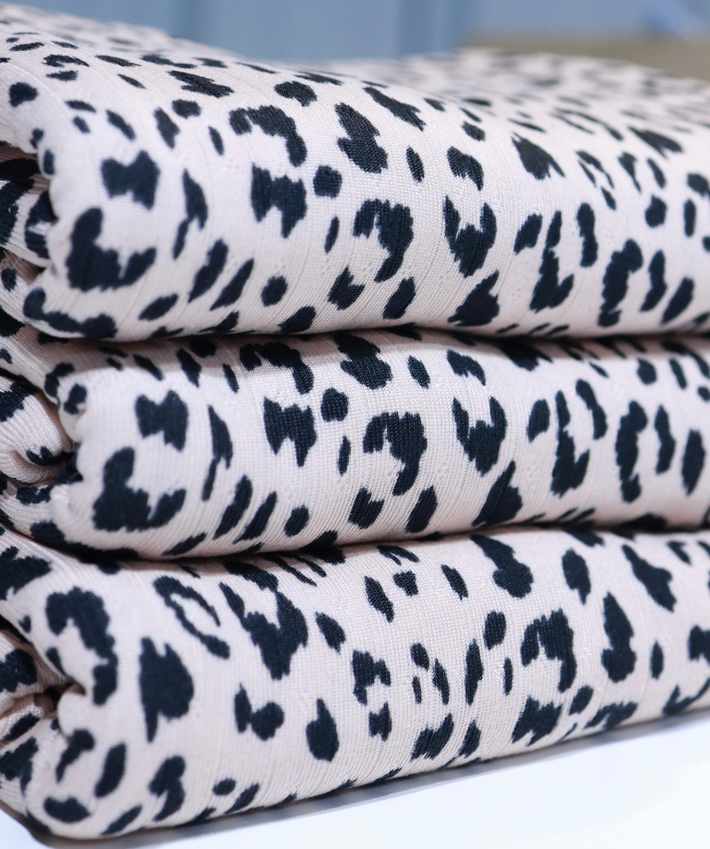 (Wide Rib) Leopard on Beige Pointelle