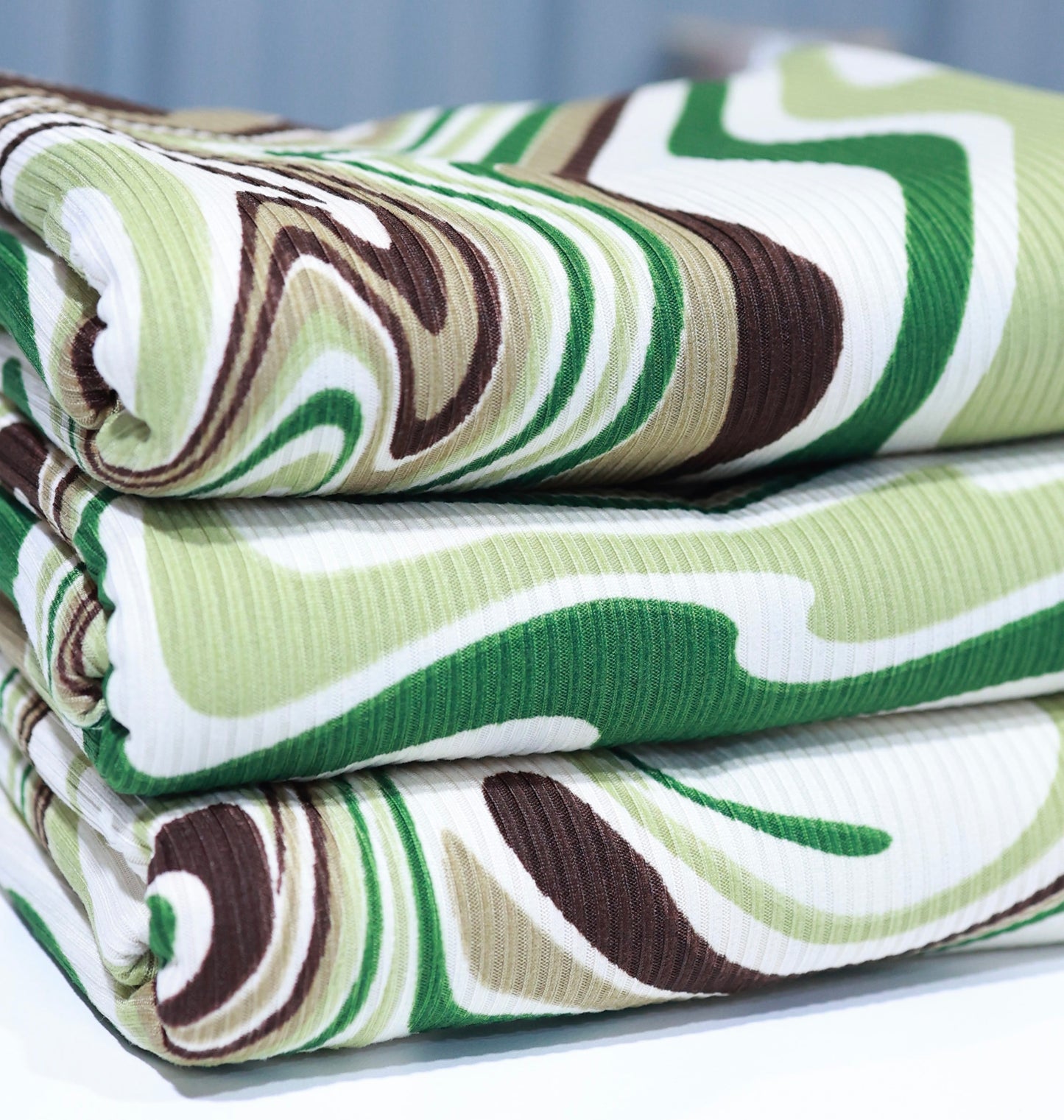 (Rib) Multi Print Marble Green