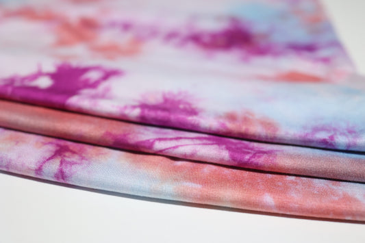 (RAYON SPAN) Tie Dye Coral/Fuschia