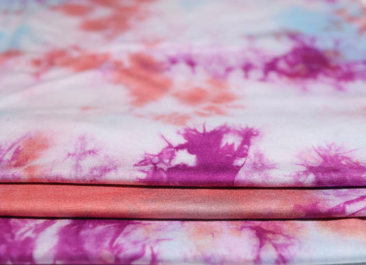 (RAYON SPAN) Tie Dye Coral/Fuschia