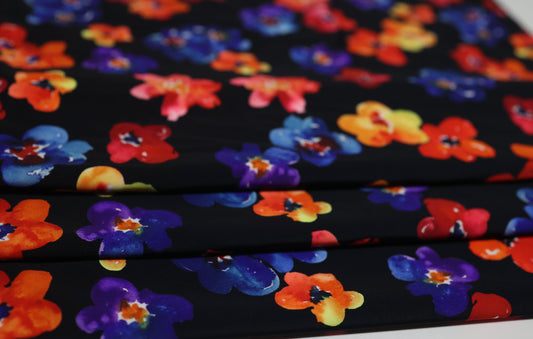 (Swim) Multi Floral Black