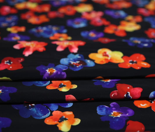 (Swim) Multi Floral Black