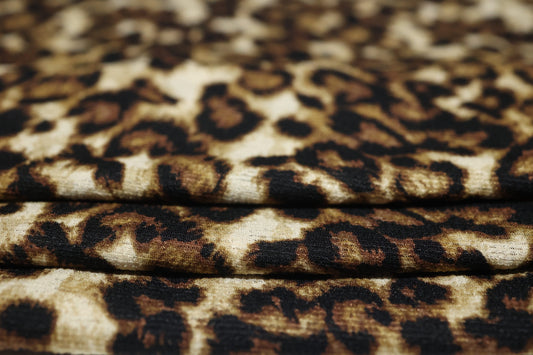 Leopard Crinkled Knit Gauze Brown