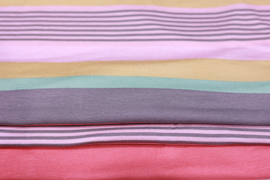 (DBP) Pink, Coral, Sage & Mocha Stripes