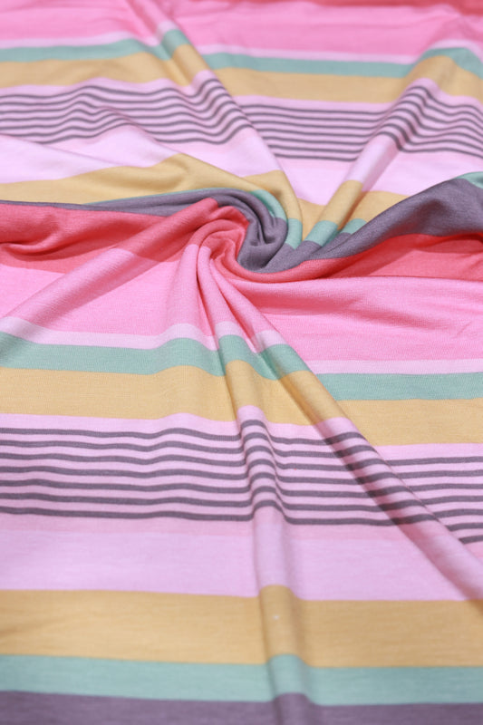 (DBP) Pink, Coral, Sage & Mocha Stripes