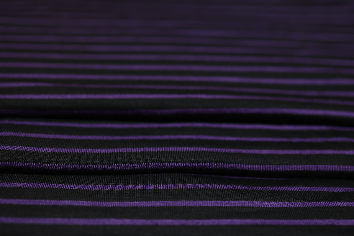 (Rayon) Purple Stripes on Black