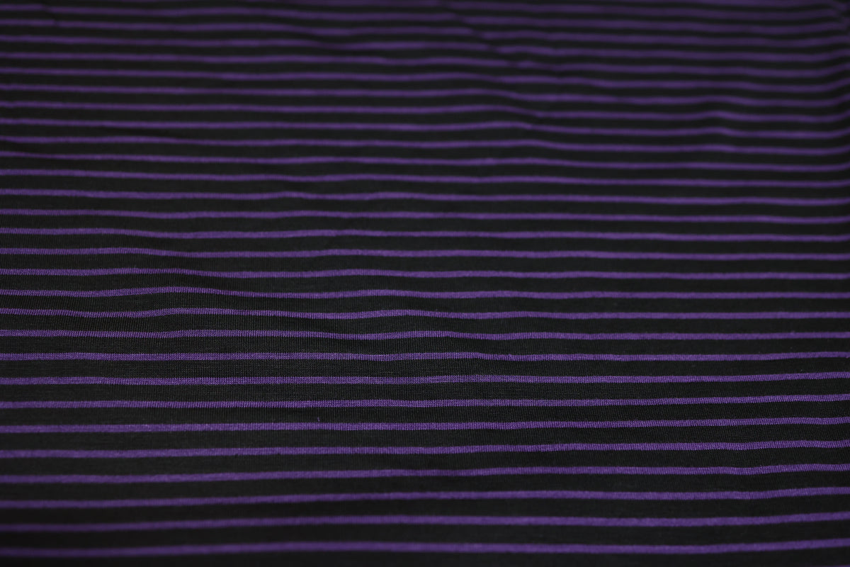 (Rayon) Purple Stripes on Black