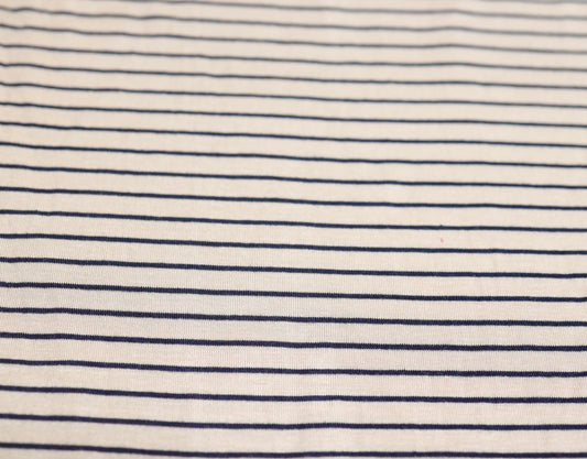 (Rayon) Navy Stripes on Oatmeal