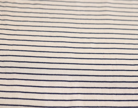 (Rayon) Navy Stripes on Oatmeal