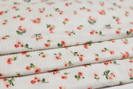 (Rib) Red Roses on White