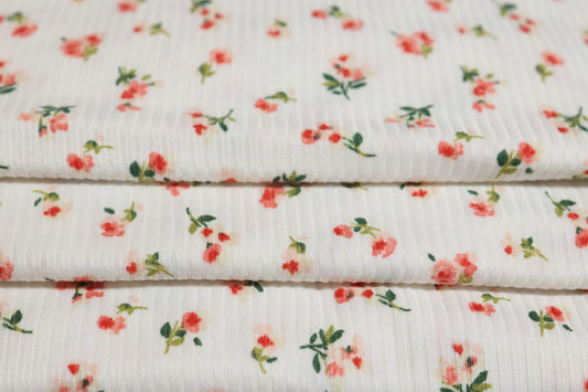 (Rib) Red Roses on White