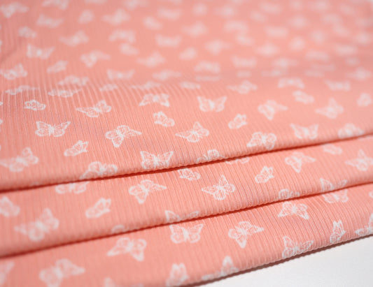 (Rib) Small Butterfly on Pink