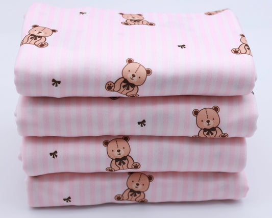 (DBP) Brown Bears With Bows On Pink Stripes