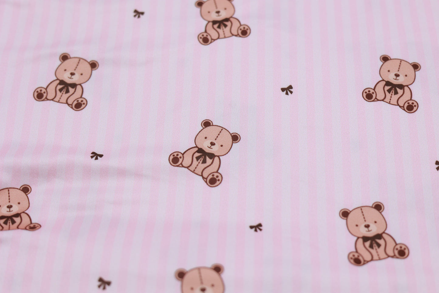 (DBP) Brown Bears With Bows On Pink Stripes