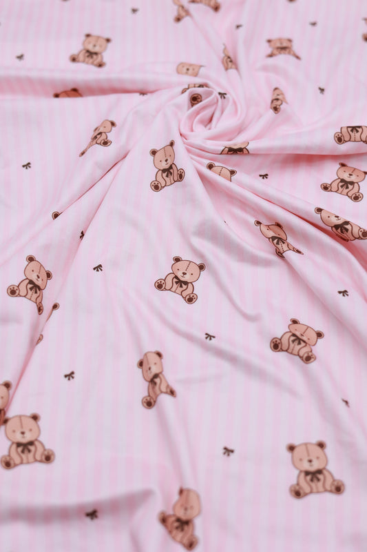 (DBP) Brown Bears With Bows On Pink Stripes