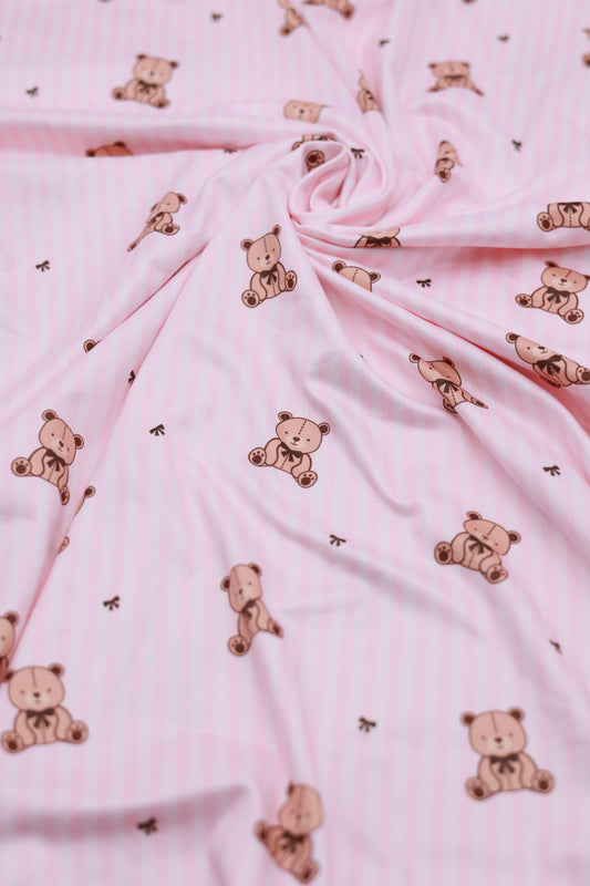 (DBP) Brown Bears With Bows On Pink Stripes
