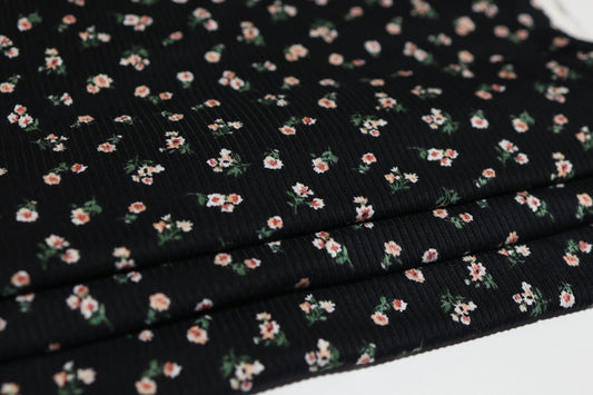 (Rib) Red Roses on Black