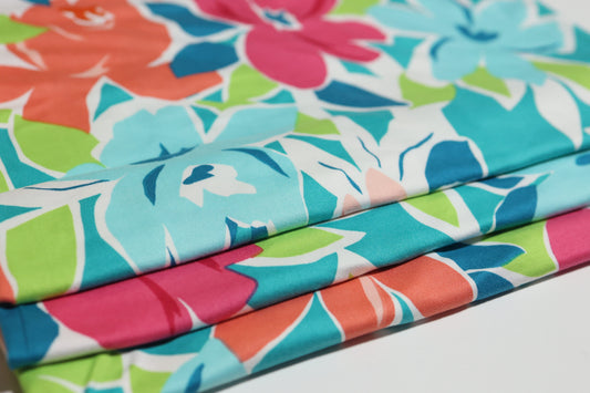 (DBP) Abstract Florals Teal & Deep Blue