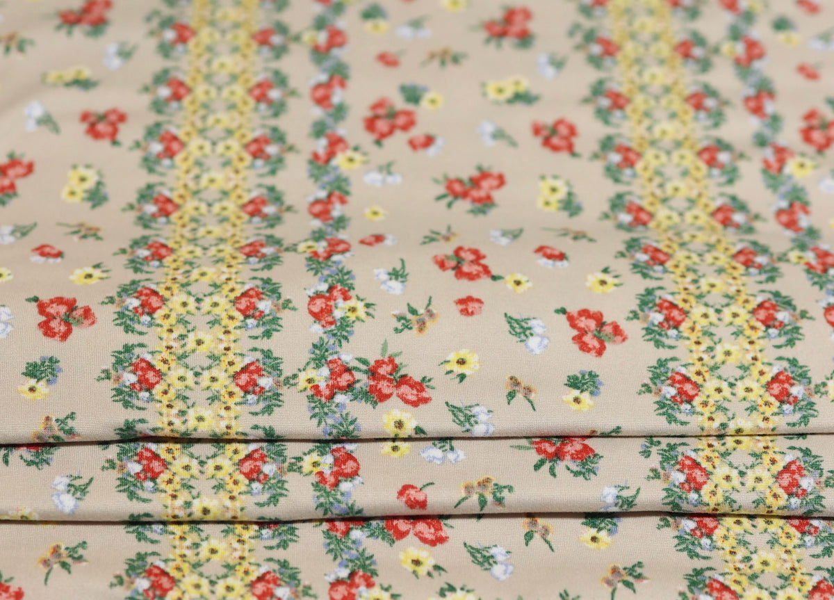 (DBP) Vintage Floral Stripes On Taupe
