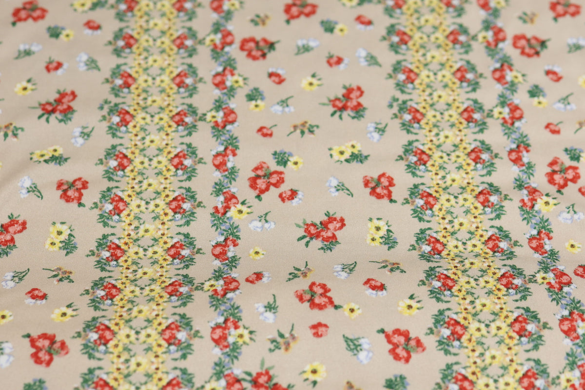 (DBP) Vintage Floral Stripes On Taupe