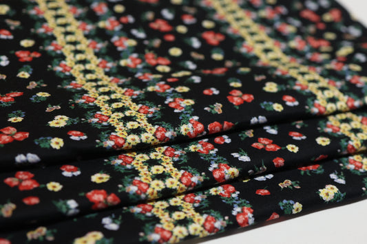 (DBP) Vintage Floral Stripes On Black