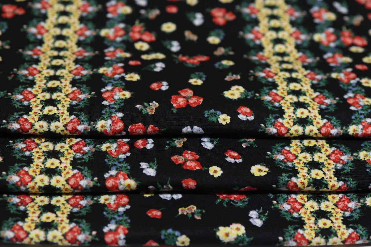 (DBP) Vintage Floral Stripes On Black