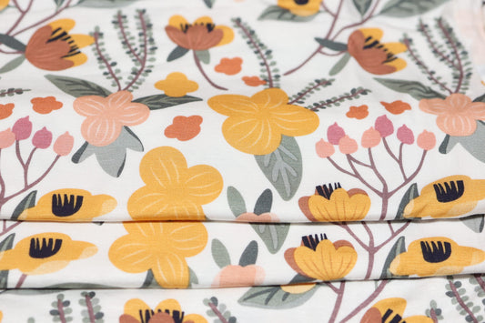 (DBP) Flower Meadow Yellow On White