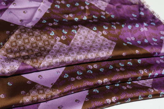 (Satin) Purple Patchwork NO STRETCH