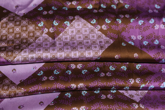 (Satin) Purple Patchwork NO STRETCH