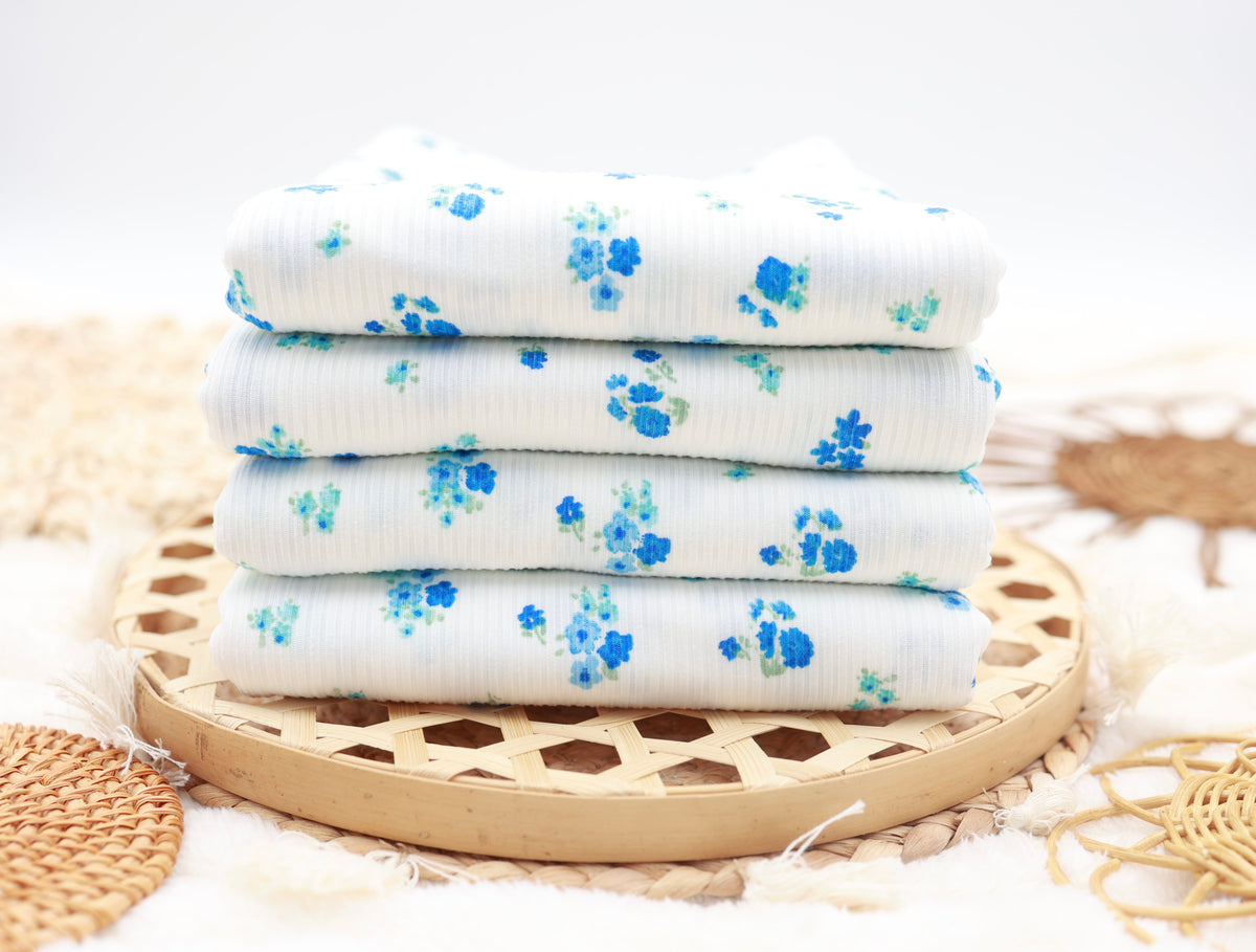 (Rib) Ditsy Blue Floral