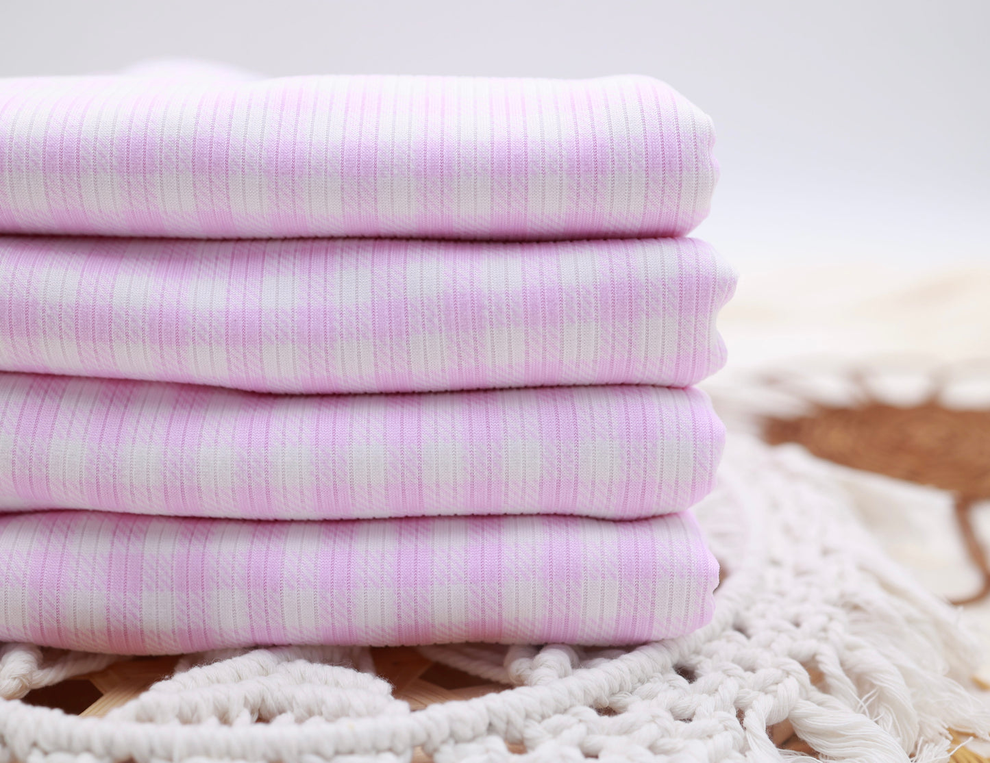 (Rib) Gingham Plaid Lt. Pink