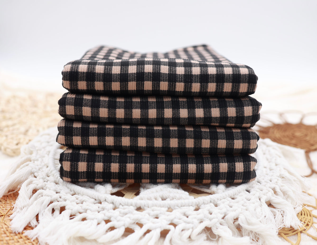 (Rib) Gingham Plaid Brown/Black