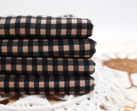 (Rib) Gingham Plaid Brown/Black