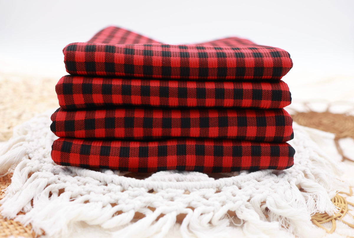 (Rib) Gingham Plaid Red/Black
