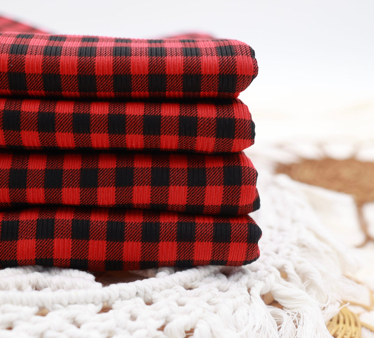(Rib) Gingham Plaid Red/Black