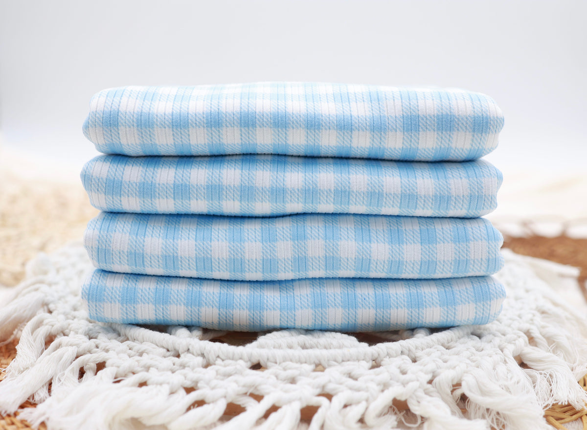 (Rib) Gingham Plaid Baby Blue