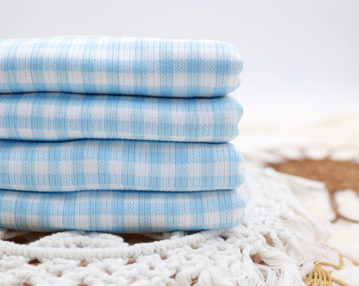 (Rib) Gingham Plaid Baby Blue