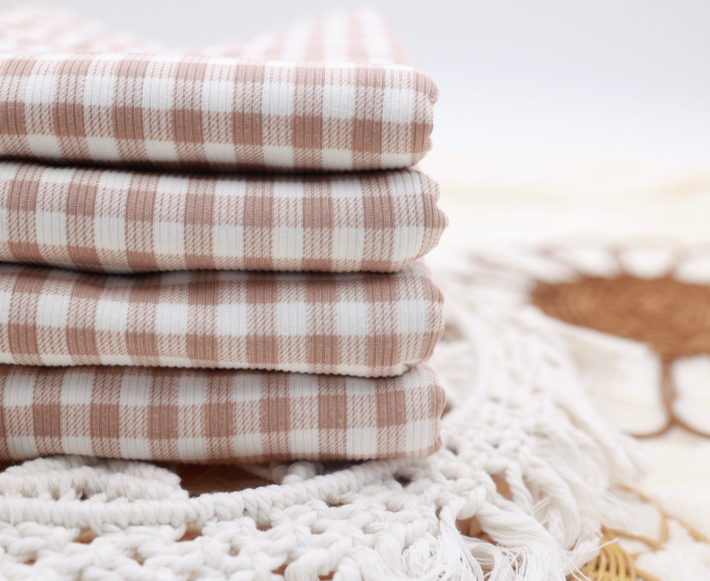 (Rib) Gingham Plaid Taupe